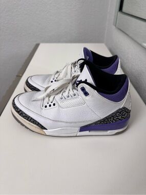 Jordan 3 Low-Top Sneakers in White and Purple